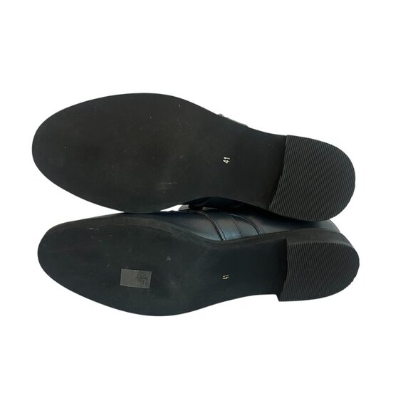 All Black Pyramid Stud Booties Boots Dark Blue Leather Luxury Size 41 10.5 Women - Picture 6 of 12